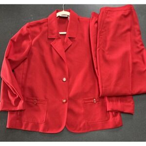 Alfred Dunner Pant Suit Womens 16 Blazer Jacket Pants Set Two Piece Suit